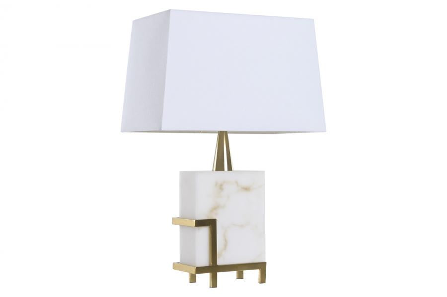Lampara Sobremesa Marmol Metal 40X23X62 Blanco