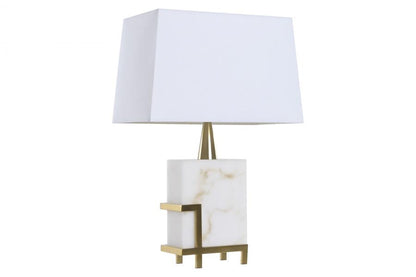 Lampara Sobremesa Marmol Metal 40X23X62 Blanco