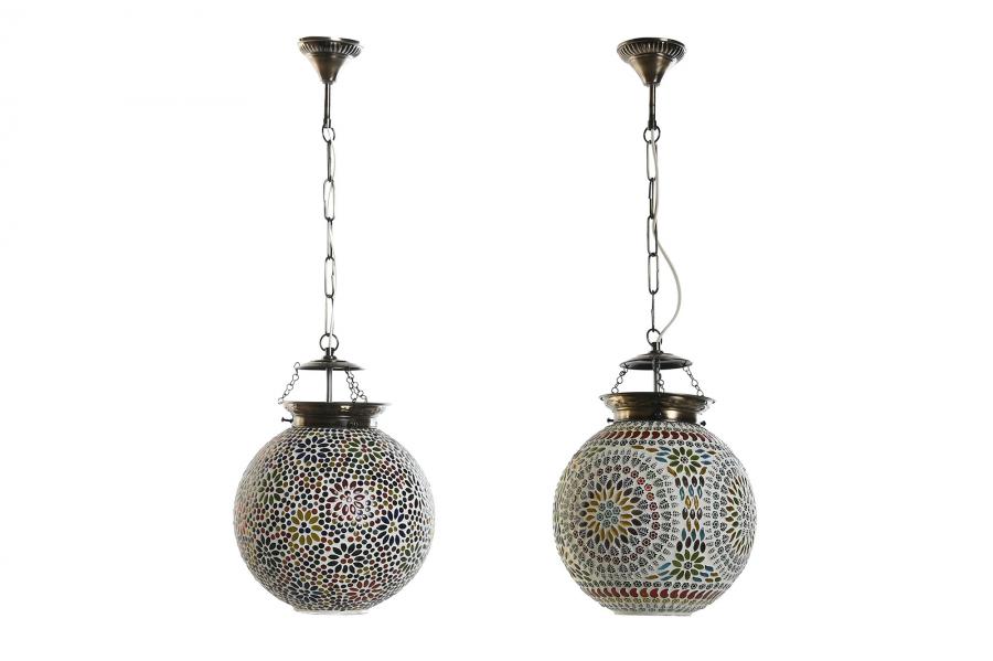 Lampara Techo Cristal Metal 25X25X30 Mosaico