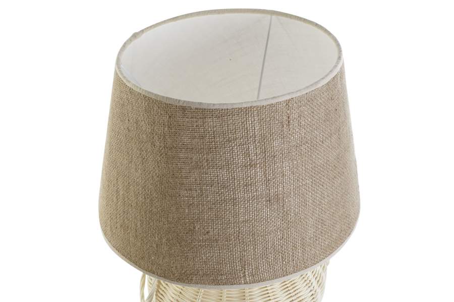 Lampara Sobremesa Ratan Lino 42X42X70 Blanco