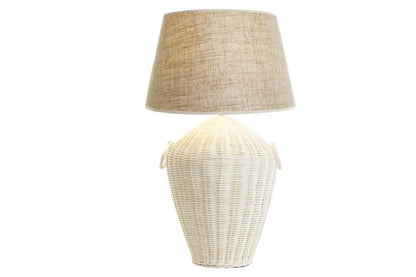 Lampara Sobremesa Ratan Lino 42X42X70 Blanco