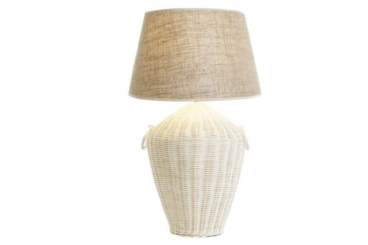 Lampara Sobremesa Ratan Lino 42X42X70 Blanco