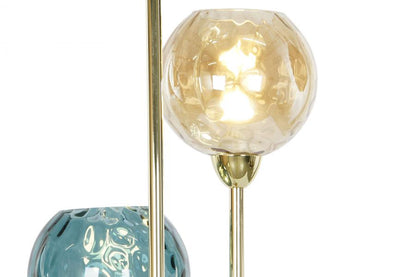 Lampara Pie Metal Cristal 30X30X172 Bolas Dorado