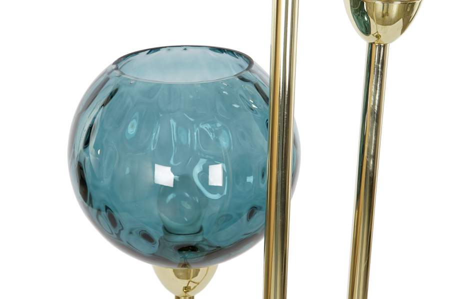 Lampara Pie Metal Cristal 30X30X172 Bolas Dorado