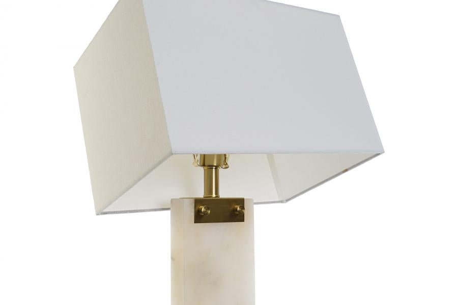 Lampara Sobremesa Marmol Metal 38X25X76 Blanco