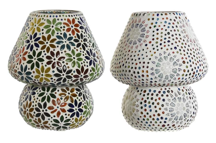 Lampara Sobremesa Cristal 18X18X23 Flores 2 Surt.