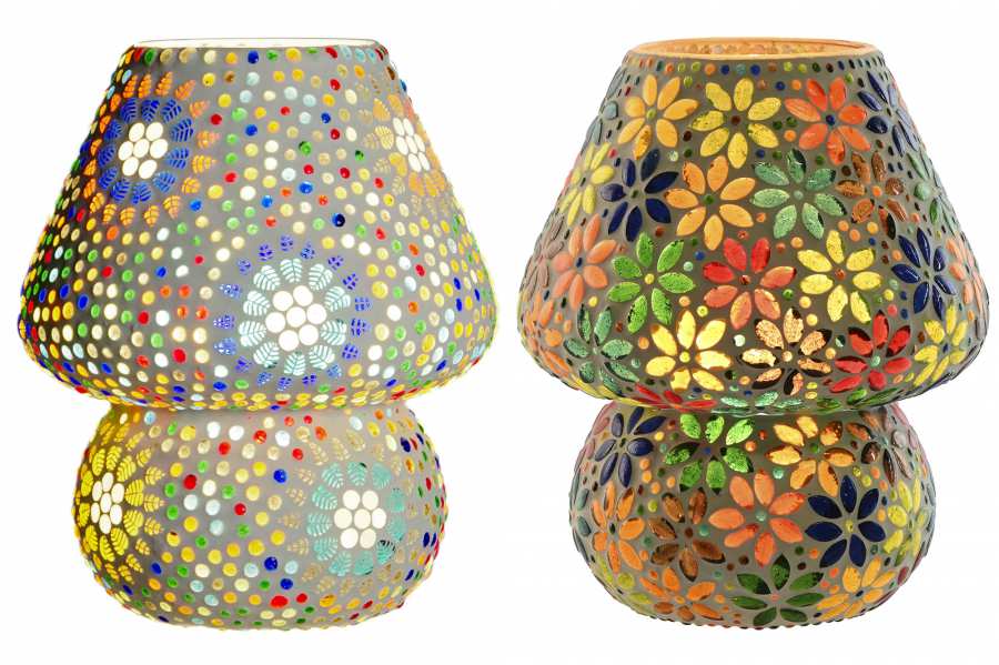 Lampara Sobremesa Cristal 18X18X23 Flores 2 Surt.