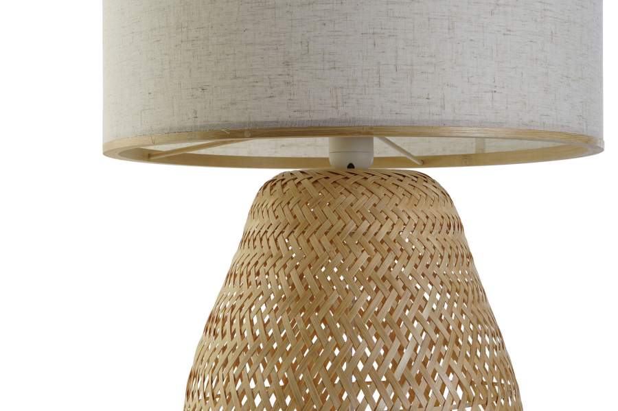 Lampara Sobremesa Bambu Poliester 40X40X71 Natural