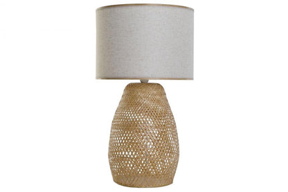 Lampara Sobremesa Bambu Poliester 40X40X71 Natural