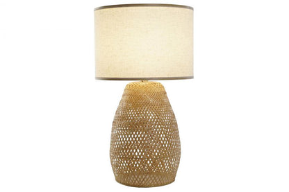 Lampara Sobremesa Bambu Poliester 40X40X71 Natural