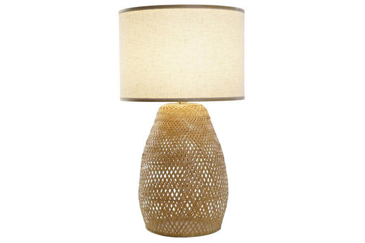 Lampara Sobremesa Bambu Poliester 40X40X71 Natural