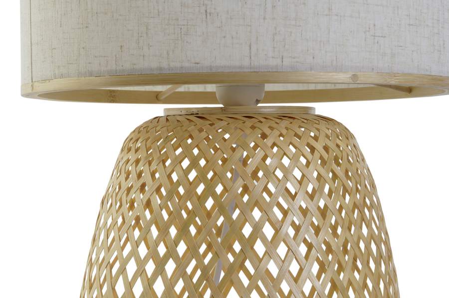 Lampara Sobremesa Bambu Poliester 32X32X49 Blanco