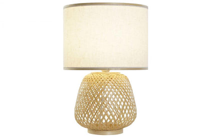 Lampara Sobremesa Bambu Poliester 32X32X49 Blanco