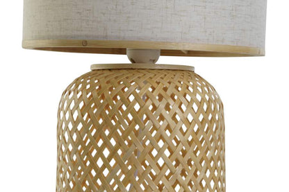 Lampara Sobremesa Bambu Poliester 26X26X39 Blanco