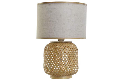 Lampara Sobremesa Bambu Poliester 26X26X39 Blanco