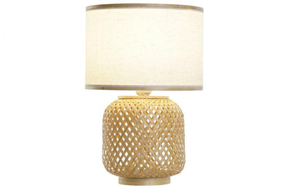 Lampara Sobremesa Bambu Poliester 26X26X39 Blanco
