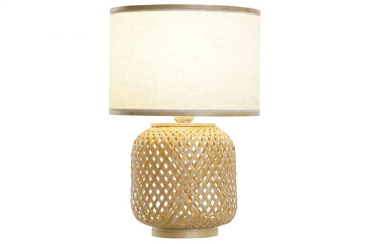 Lampara Sobremesa Bambu Poliester 26X26X39 Blanco