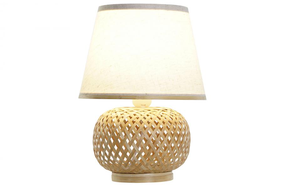 Lampara Sobremesa Bambu Poliester 24X24X34 Blanco