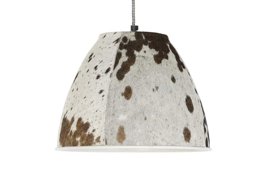 Lampara Techo Metal Piel 34X34X28 Vaca
