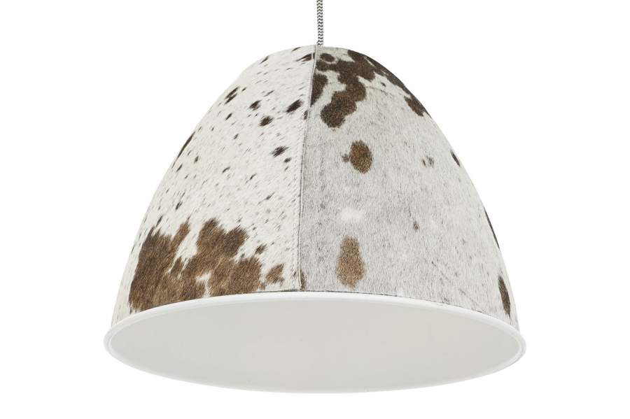 Lampara Techo Metal Piel 34X34X28 Vaca