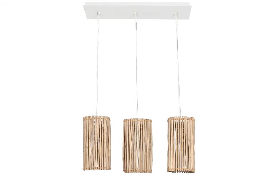 Lampara Techo Eucalipto 20X20X40 Troncos Blanco