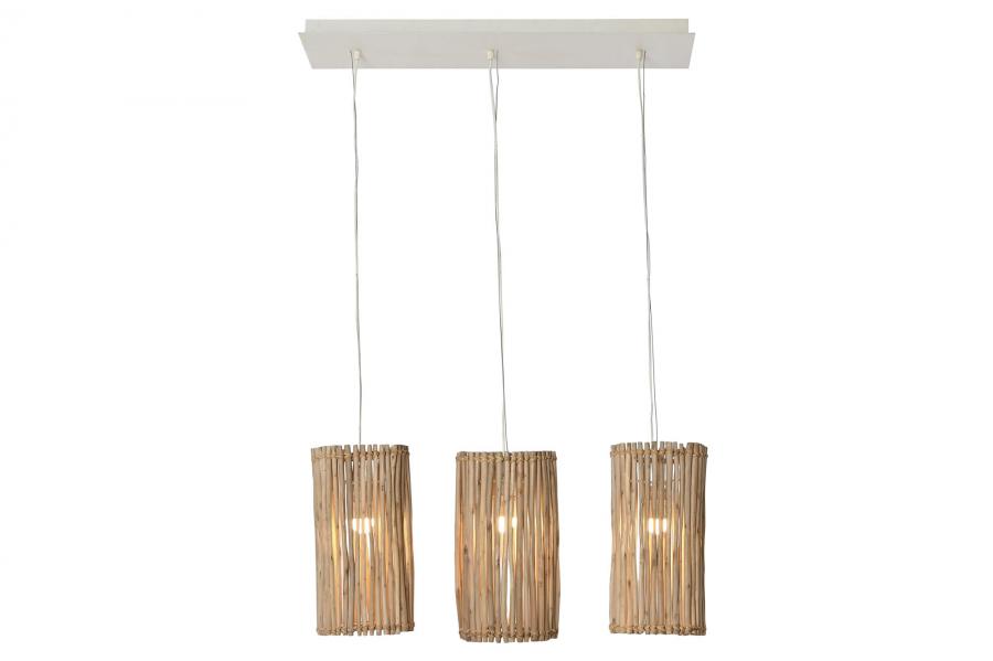 Lampara Techo Eucalipto 20X20X40 Troncos Blanco