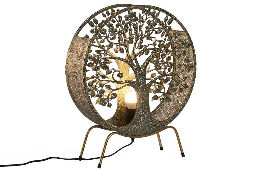Lampara Sobremesa Metal 40X13X49 Arbol Dorado