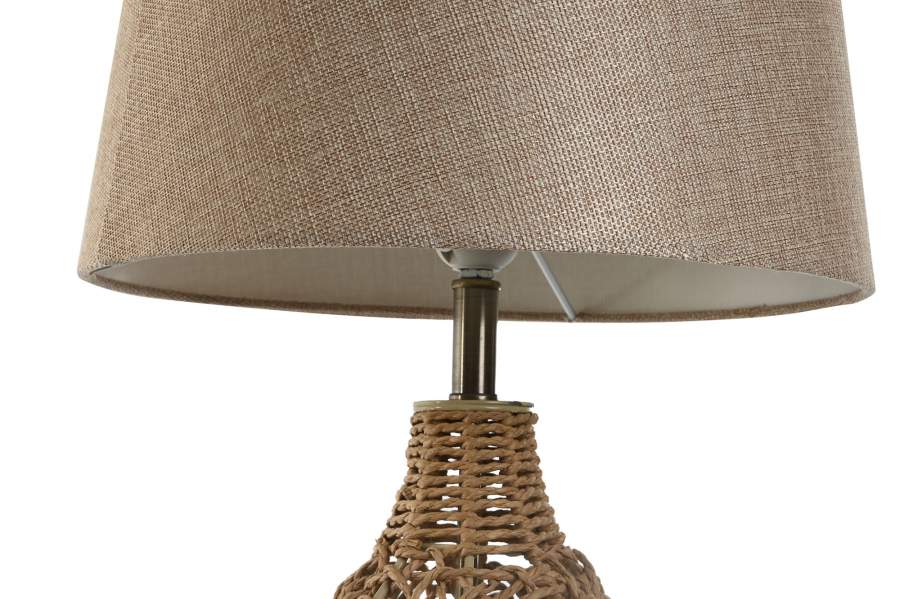 Lampara Sobremesa Ratan Lino 33X33X60 Beige