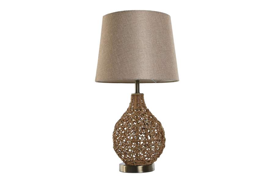 Lampara Sobremesa Ratan Lino 33X33X60 Beige