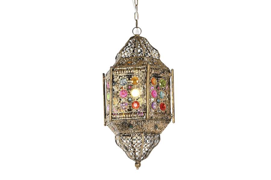 Lampara Techo Metal Acrilico 29X26X105 Dorado