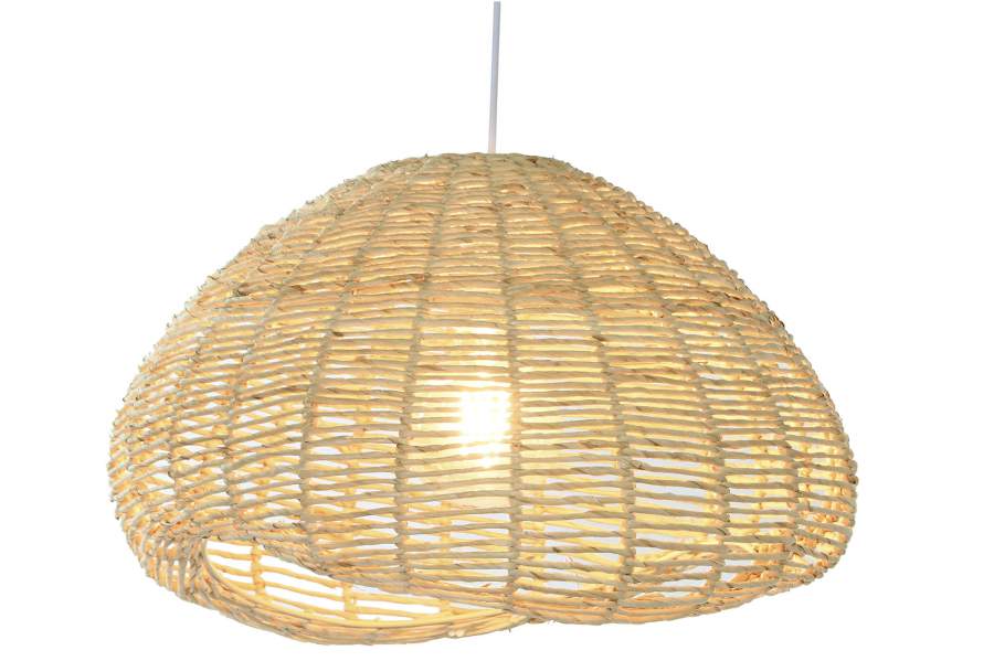 Lampara Techo Fibra Metal 55X43X28 Natural