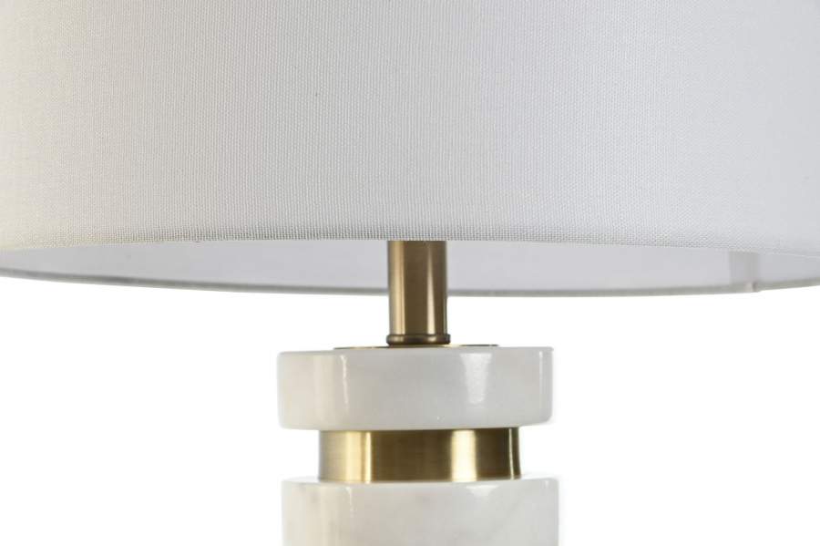 Lampara Sobremesa Marmol Lino 38X38X72 Blanco