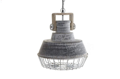 Lampara Techo Metal Madera 39X39X45 Decape Gris