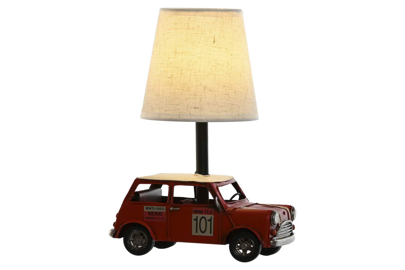 Lampara Sobremesa Metal Lino 27X20X13 Coche Rojo