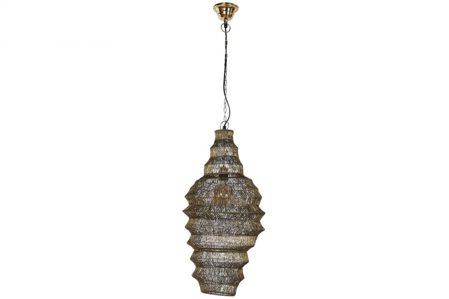 Lampara Techo Hierro 36X36X68 Desgastado Dorado