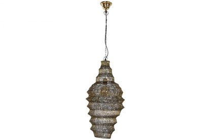 Lampara Techo Hierro 36X36X68 Desgastado Dorado