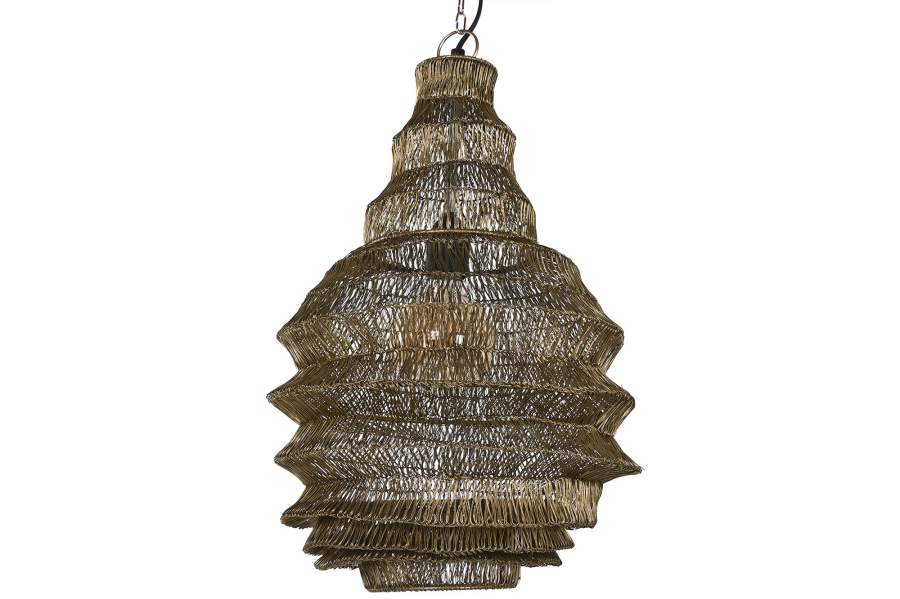 Lampara Techo Hierro 36X36X68 Desgastado Dorado