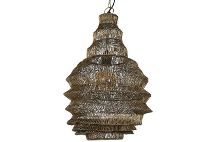 Lampara Techo Hierro 36X36X68 Desgastado Dorado