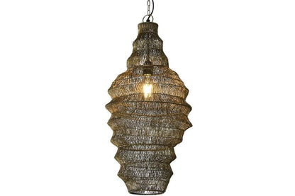 Lampara Techo Hierro 36X36X68 Desgastado Dorado