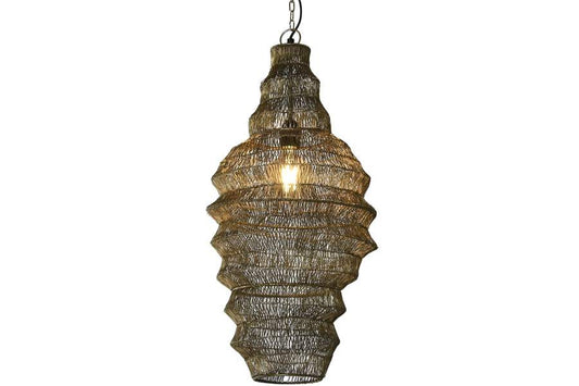 Lampara Techo Hierro 36X36X68 Desgastado Dorado