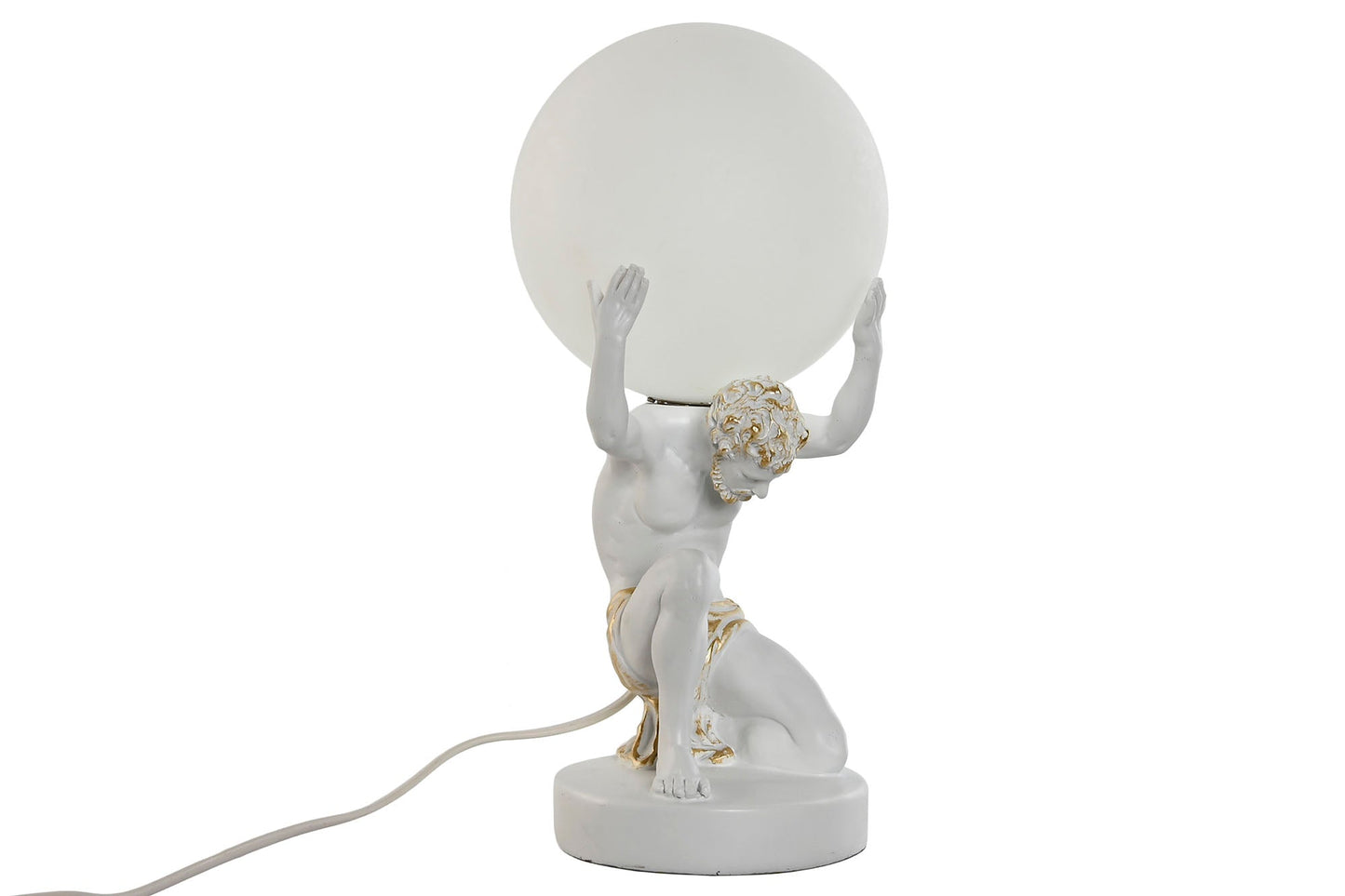 Lampara Sobremesa Resina 14X14X32 Atlas Blanco