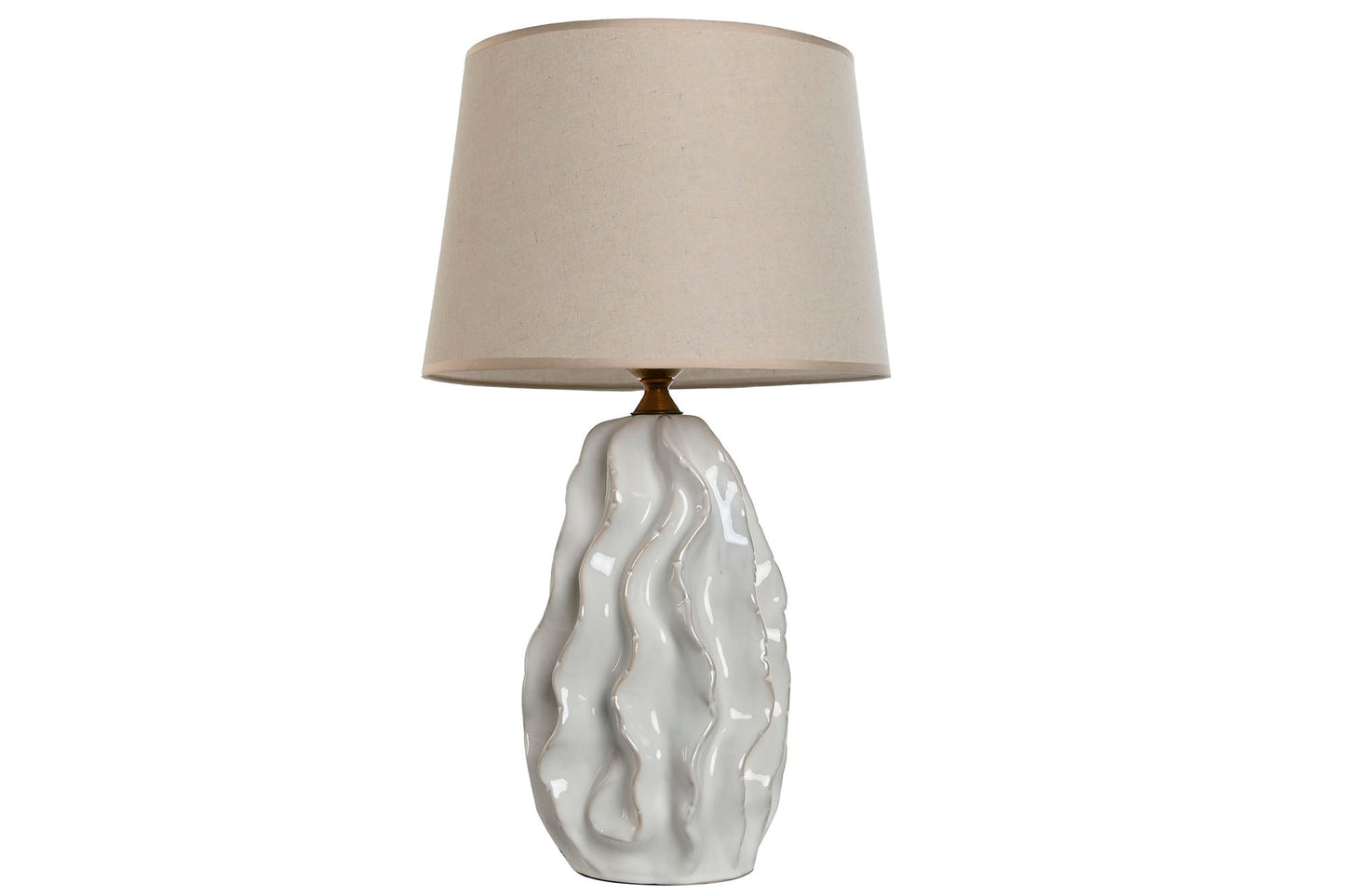 Lampara Sobremesa Porcelana 36X36X62 Ondas Blanco