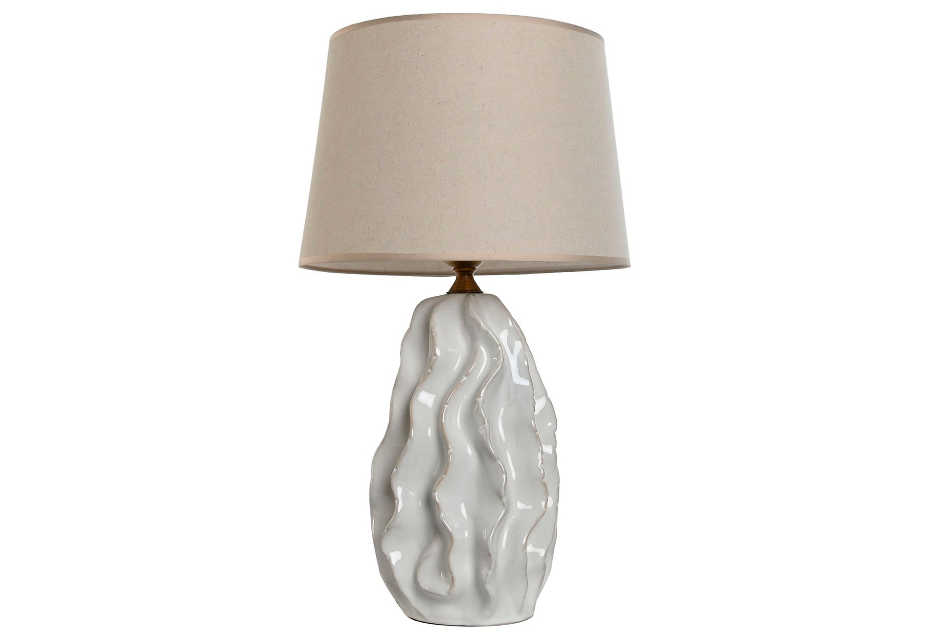 Lampara Sobremesa Porcelana 36X36X62 Ondas Blanco