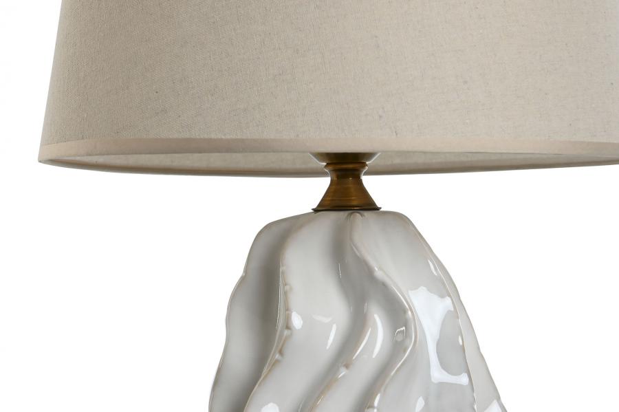 Lampara Sobremesa Porcelana 36X36X62 Ondas Blanco