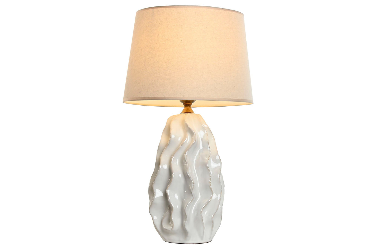 Lampara Sobremesa Porcelana 36X36X62 Ondas Blanco