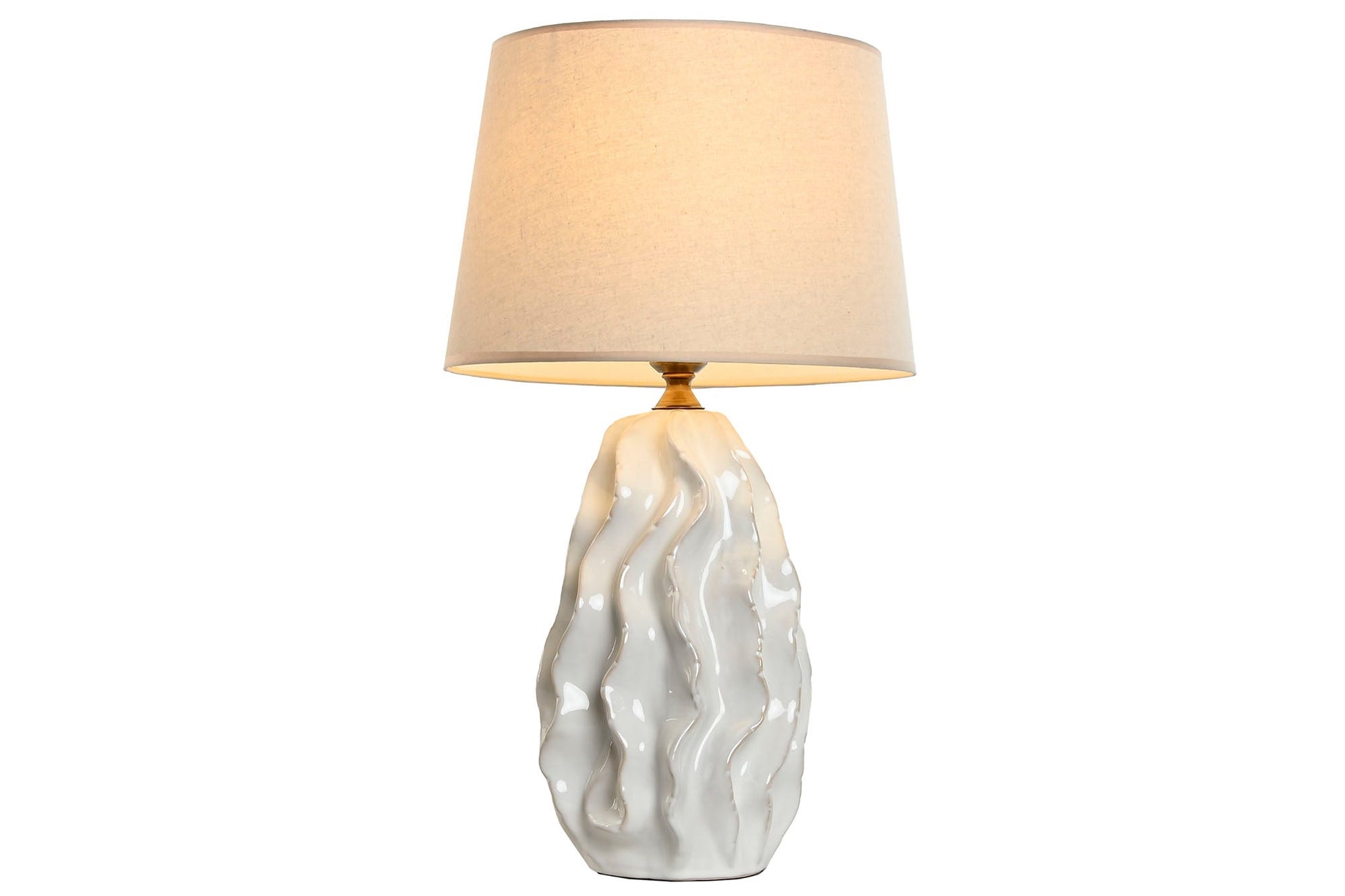 Lampara Sobremesa Porcelana 36X36X62 Ondas Blanco