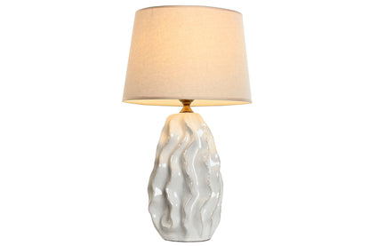 Lampara Sobremesa Porcelana 36X36X62 Ondas Blanco