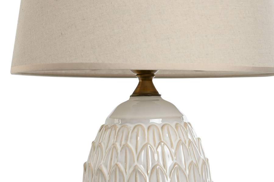 Lampara Sobremesa Porcelana Algodon 36X36X65 Hojas