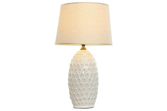 Lampara Sobremesa Porcelana Algodon 36X36X65 Hojas