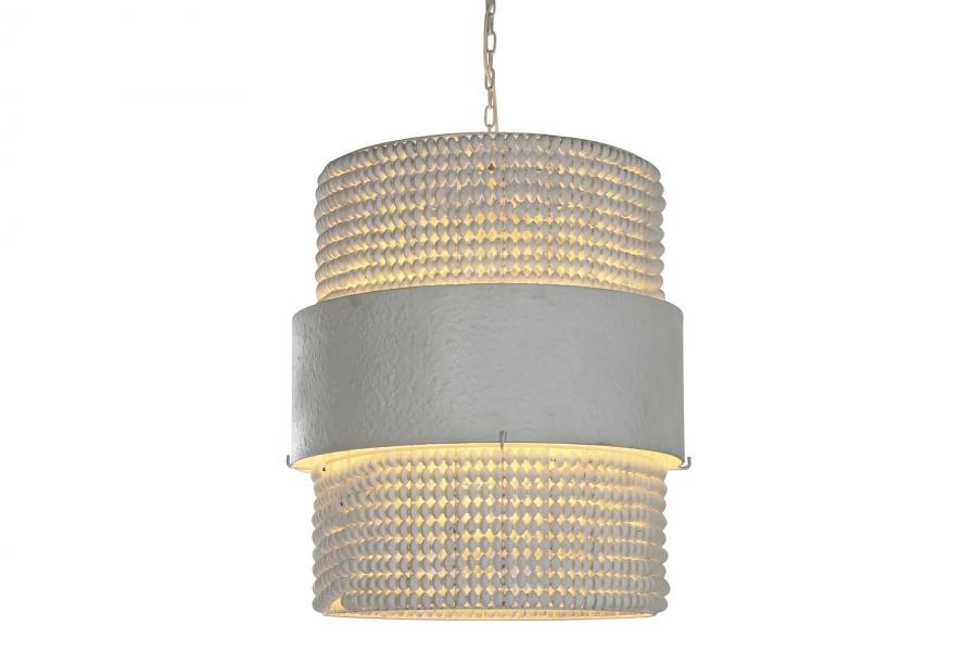 Lampara Techo Hierro Madera 51X60X69 Blanco
